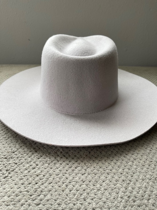Wyeth Anthropologie Lilac Purple Pearl Trim 100% Wool Boater Hat light gray main image 4